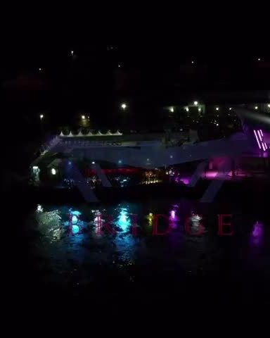 Bridge terasa uz Drinu uveče, osvetljena tokom BRIDŽOVANJE žurke